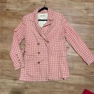 Free People Pink Checkered Women's Blazer